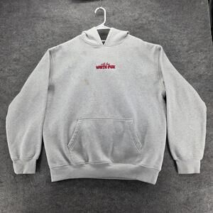 White Fox Hoodie Womens L/XL Gray Pullover Hooded Cherry Graphic Fleece Limited